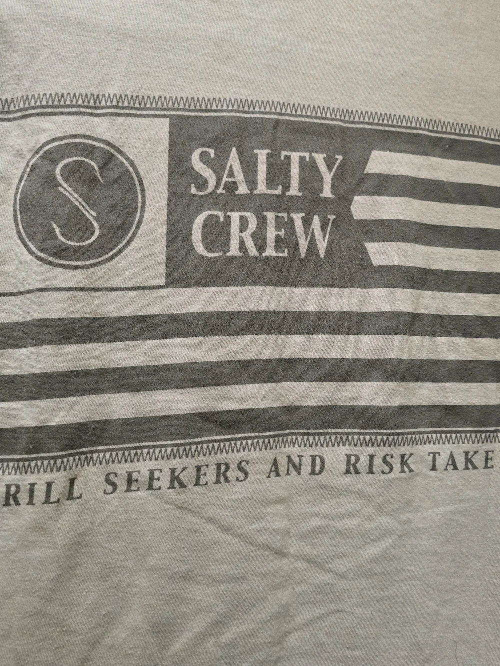 Salty Crew Tan Short Sleeve Tee with Flag Chest Logo
